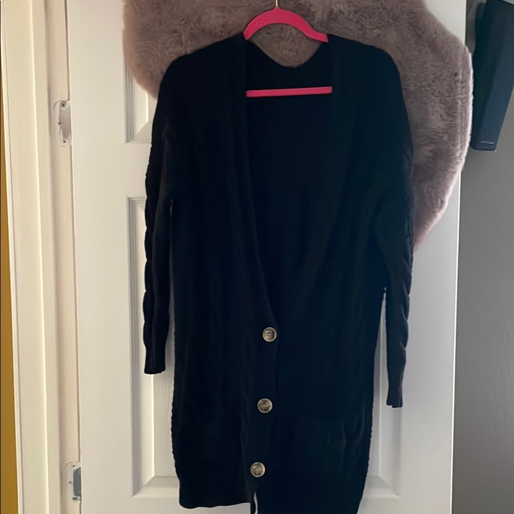 Black Button-Up Women's Sweater
